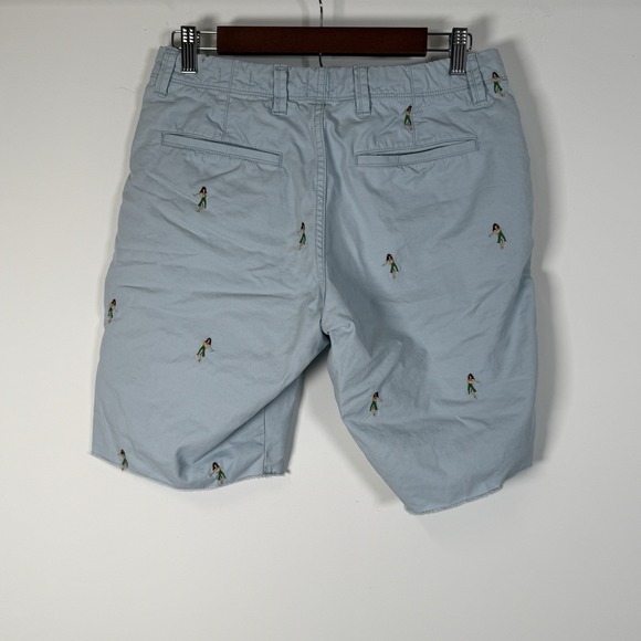 Gap Men's Chino Shorts Size 29‎ Hula Girl Embroidered Light Blue Vacation Shorts - Picture 4 of 5